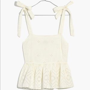 NWT Madewell white eyelet tie-strap top